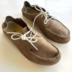 Olukai Ohana Lace Up Shoes Nubuck Tan Leather Men's Size‎ 10M Flats Athletic